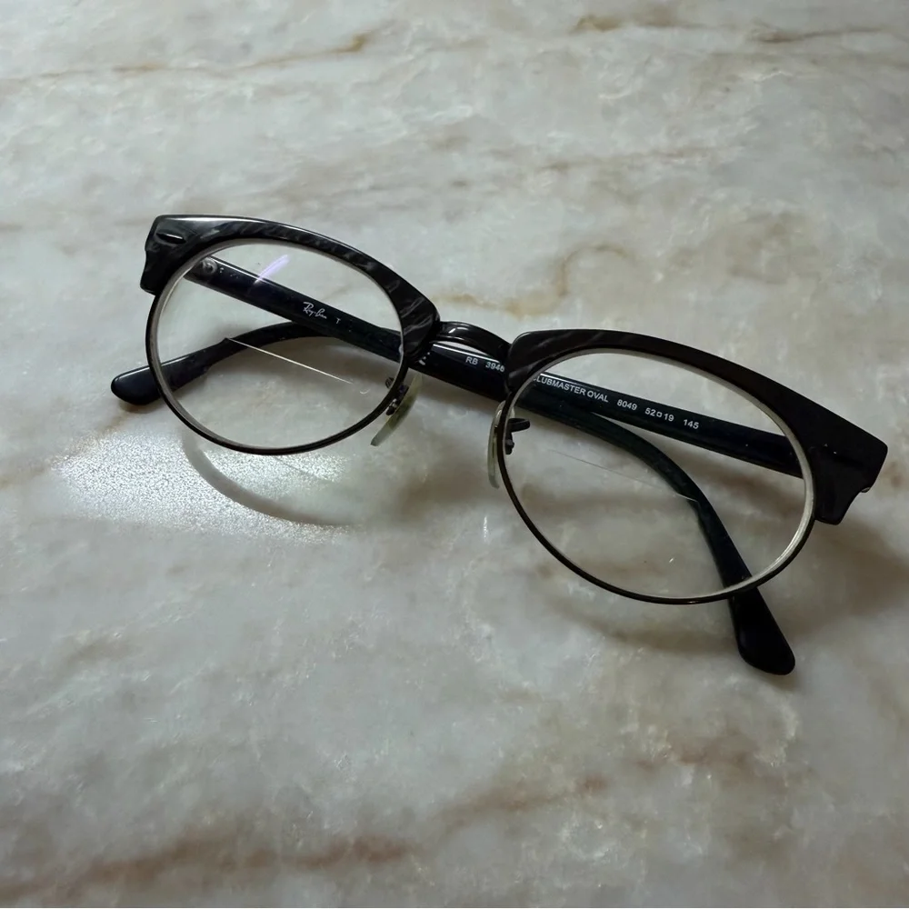 Ray-Ban Black Grey Patterned RB3946V Clubmaster‎ Oval Optics Eyeglasses